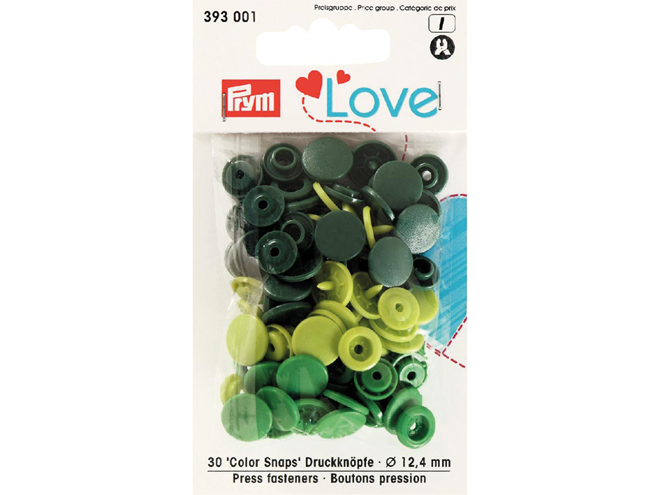 Prym Love – Non-sew Color Snaps – Green - 12,4 mm