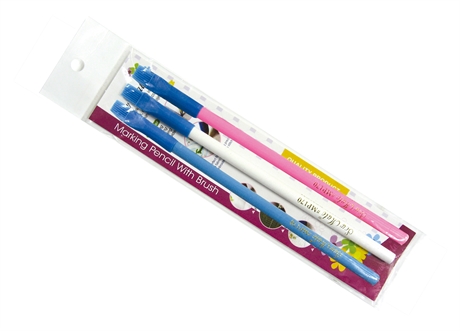 Markeringspenner med børste 3-pack (hvit/rosa/blå)