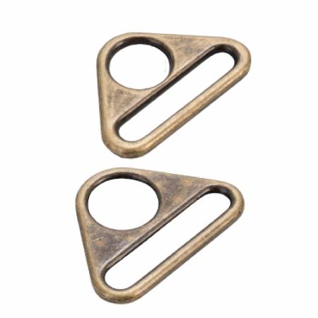 Two-1.5" Flat Triangle Rings Antique Brass, by Annie