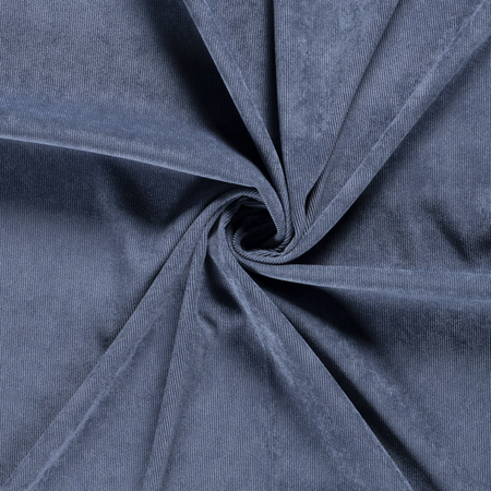 Smalstripet kordfløyel, elastisk - Jeansblå