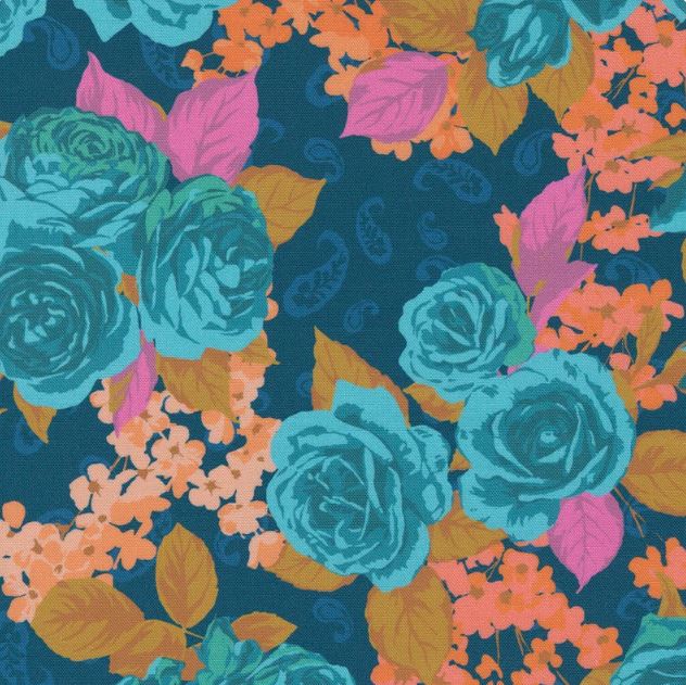 Moda Fabrics - Paisley Rose Prussian Blue 11880 13
