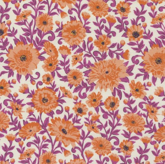 Moda Fabrics - Paisley Rose Clementine on ivory daisy M11882 11