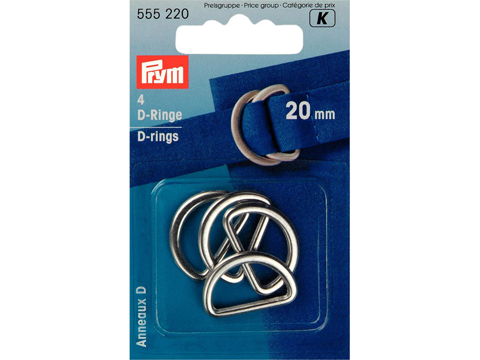 Prym D-ring 20mm 4stk – Sølv