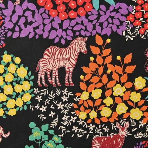 Kokka Japanese Fabric - Black Cotton Linen Canvas - Etsuko Furuya BLACK