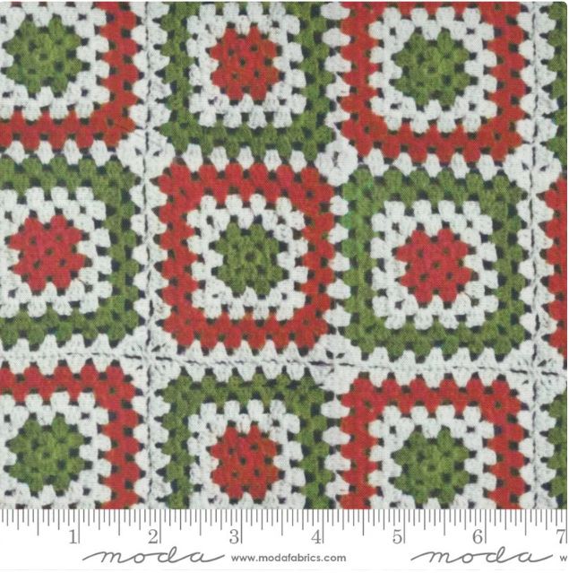 Moda Fabric Christmas Faire - Granny Squares Red Green Yardage