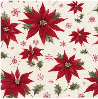 Poinsettia Plaza Cream Christmas Fabric by 3 Sisters for Moda Fabric 44290 11