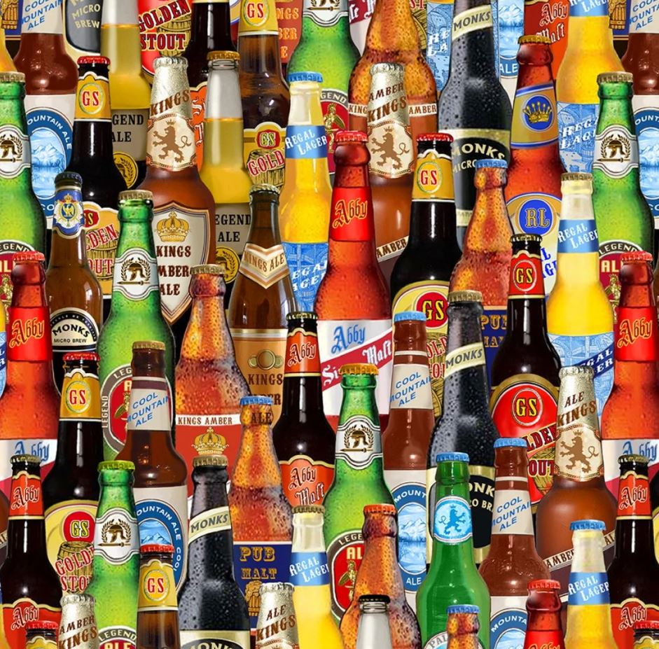 Benartex Fabrics Ale House Beer Bottles 12738