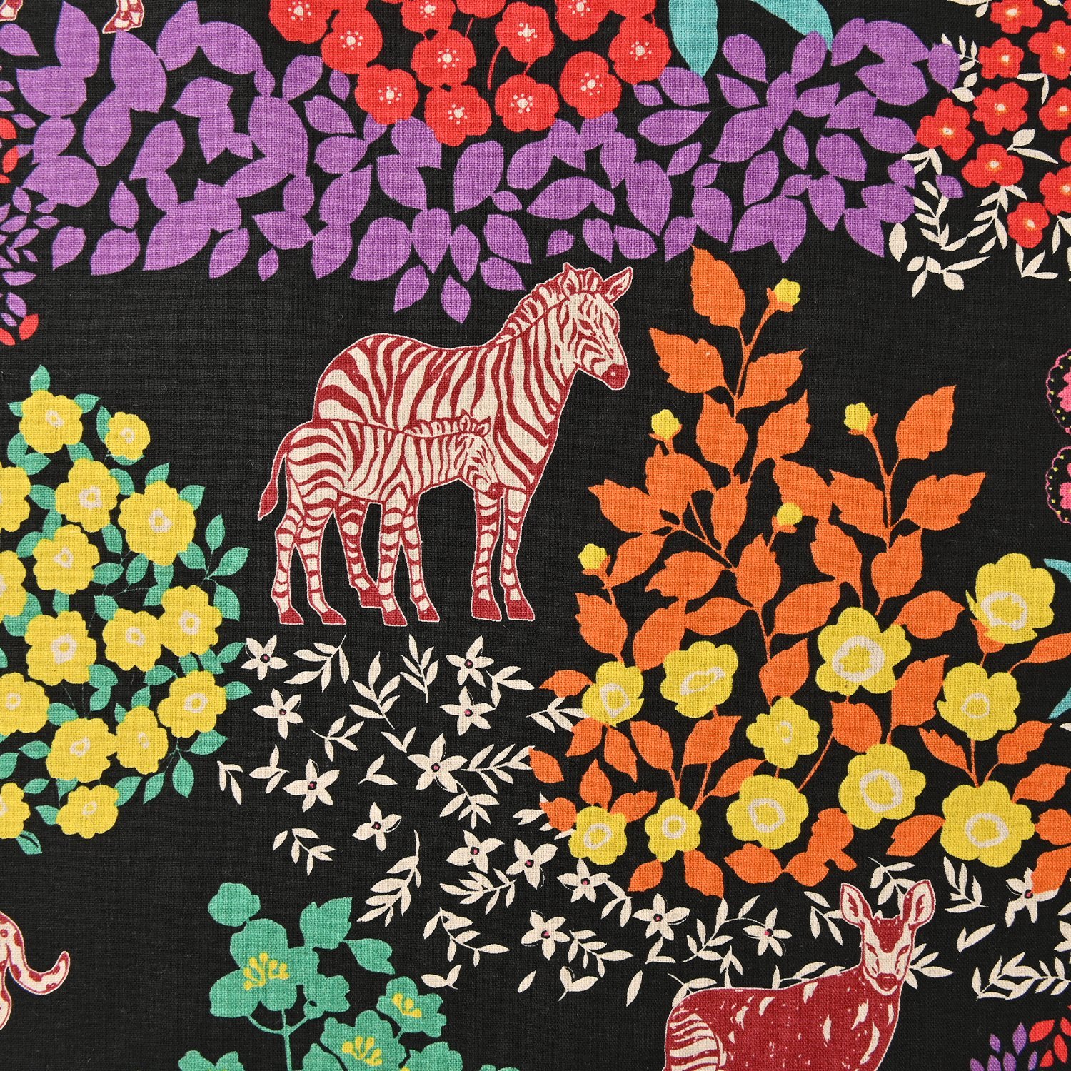 Kokka Japanese Fabric - Black Cotton Linen Canvas - Etsuko Furuya