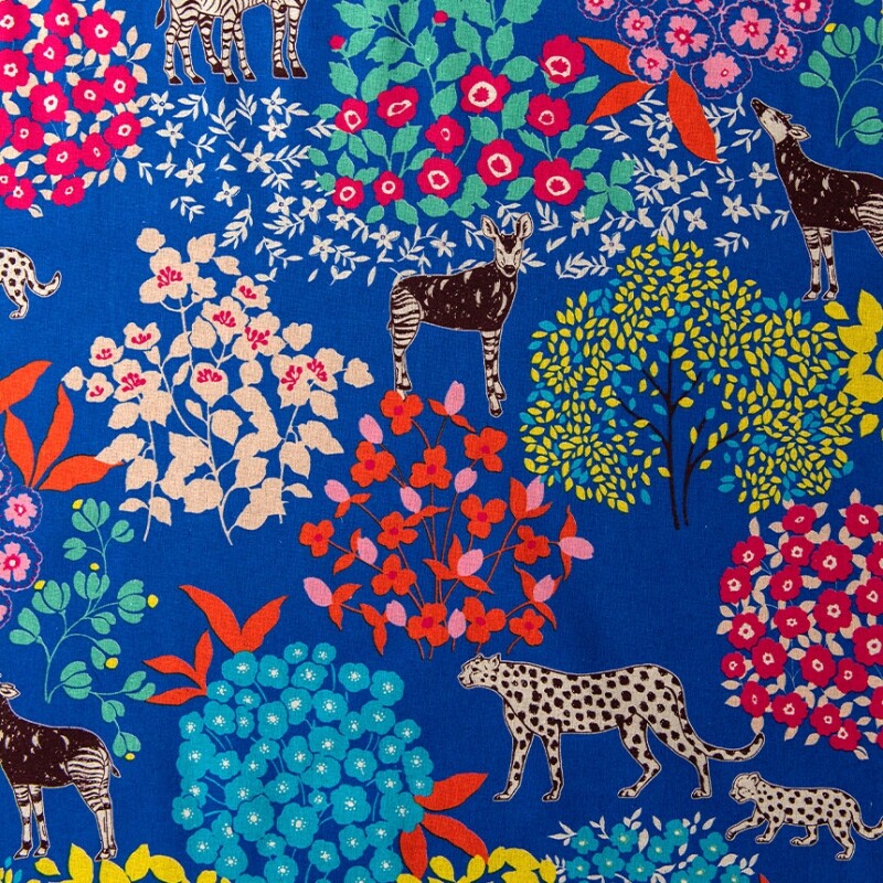 Kokka Japanese Fabric – Blue Cotton Linen Canvas – Etsuko Furuya