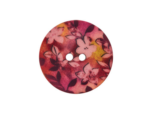 Knapper plast - 28 mm flerfarget rosa lilla blomst
