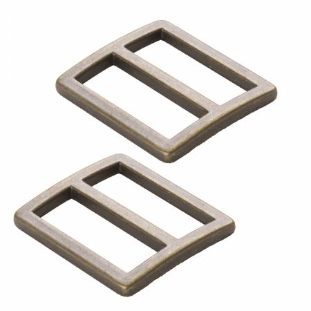 Two-1.0″ Flat Widemouth Sliders Antique Brass, by Annie