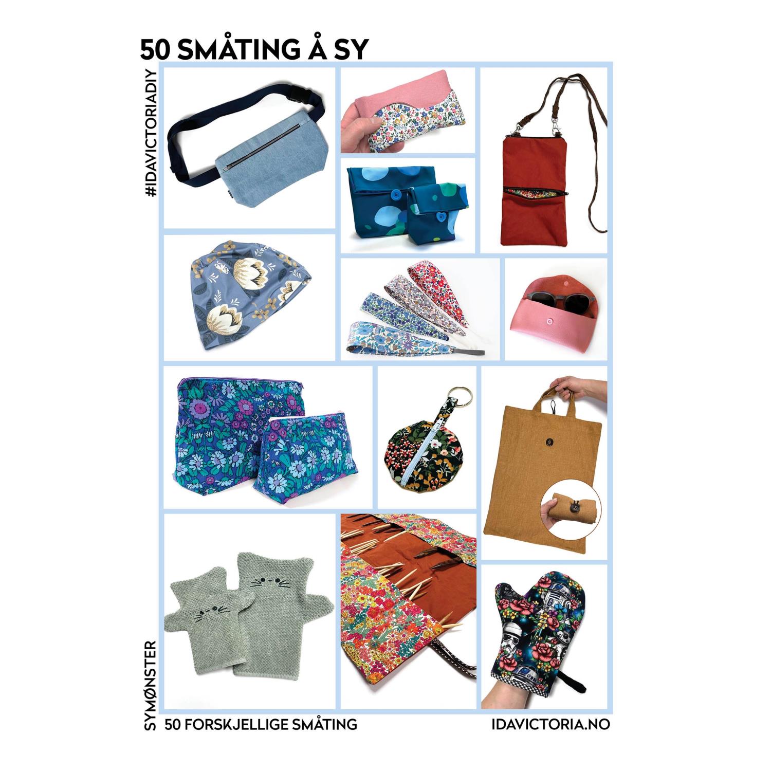 50 Småting å sy – A4-hefte på 92 Sider – Papir / PDF