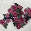 Guipure Rosebånd sort-oliven-gammelrosa 50 mm