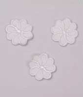 Strykemerker Hvit Blomst 2 cm - 3 stk