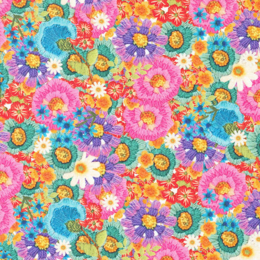 Moda Fabrics Vintage Soul Cathe Holden Floral Garden Crewel Rainbow