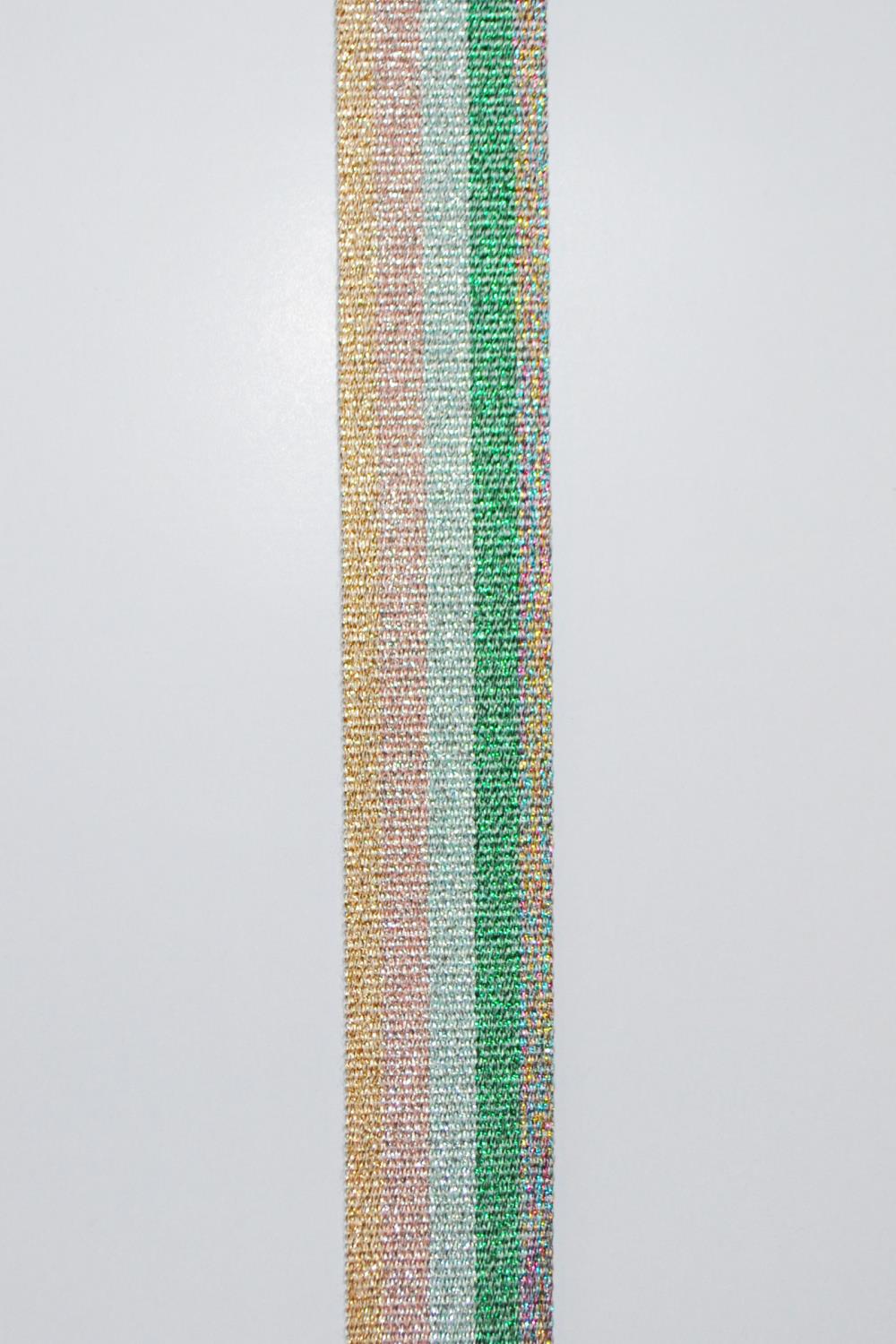 Gjord - Polyester/Lurex 36 mm stripet grønn/rosa/blå/gull
