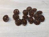 Strassknapp - 15 mm "bling" kobber/brun