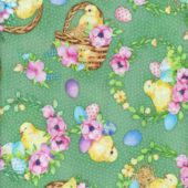 Benartex Fabrics Cottontail Farms Springtime Chicks Green