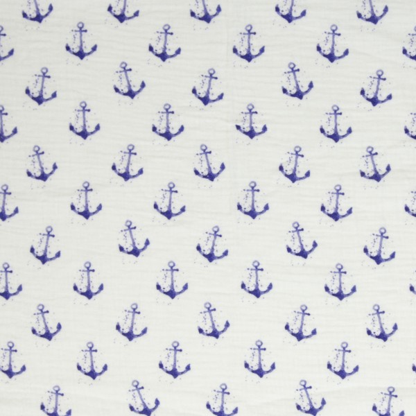Thea musselin - Anchors blue/white