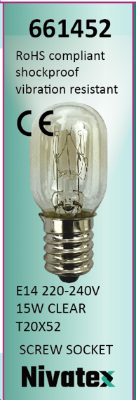 661452 Nivatex Skurv lampa E154 20x52 15W KLAR