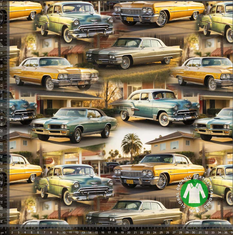 Jersey print med vintage Amerikanske biler