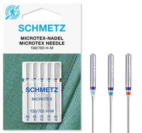Schmetz microtex 130/705 H-M 60-80 2x60,2x70,1x80 5-pack