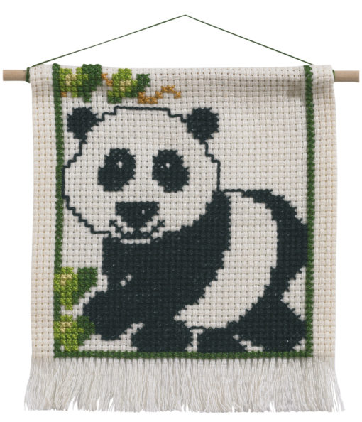 Permin Broderisett Aida til Barn Panda 16x18cm, inkl trepinne