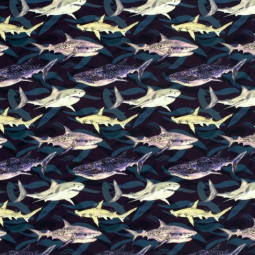 Swimwear Jersey Recycled fabric digital printed Sharks Navy