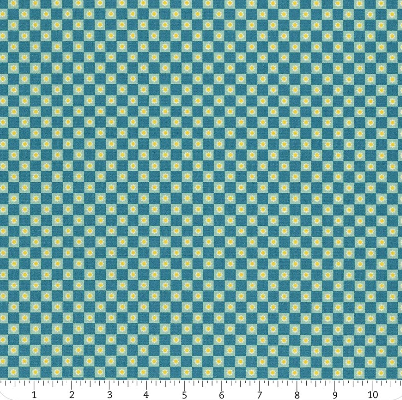 Ruby Star Society – Animal Animal Vintage Blue Flower Check Yardage RS5169 15