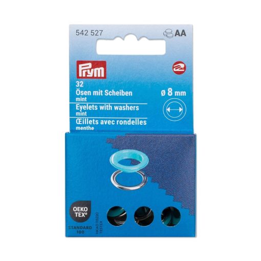 Prym Maljer m/skiver 8mm – 32stk – Mint/Sølv