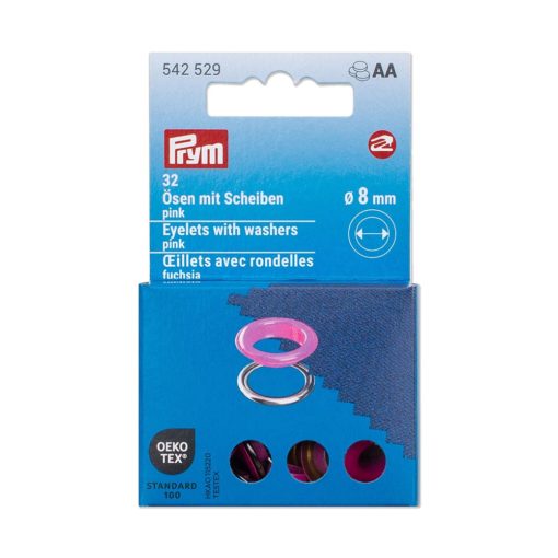 Prym Maljer m/skiver 8mm – 32stk – Rosa/Sølv