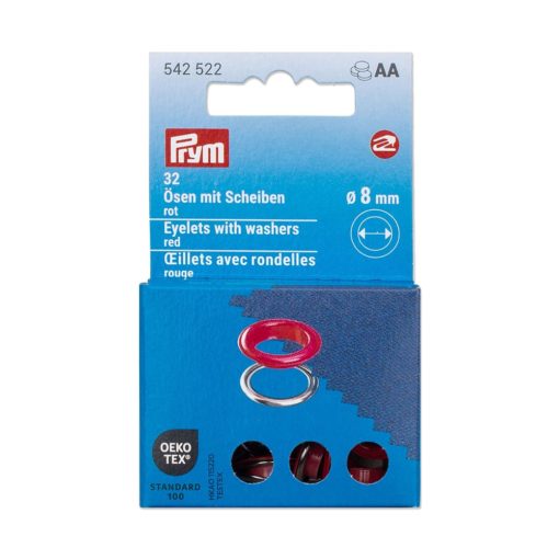 Prym Maljer m/skiver 8mm – 32stk – Rød/Sølv