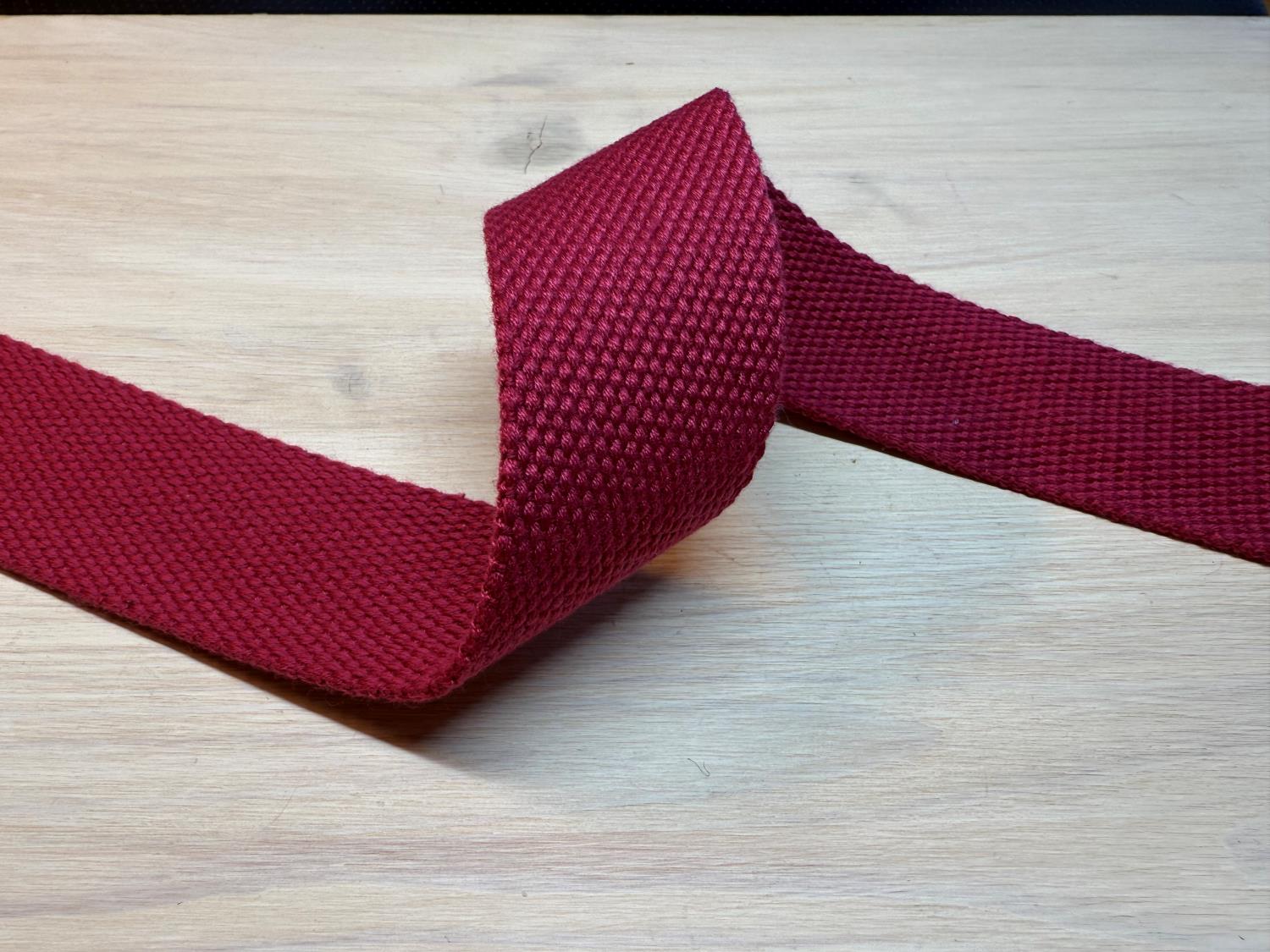 Kraftig bomullswebbing - Mørk rosa 38 mm