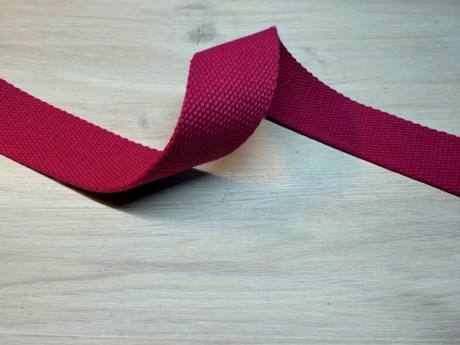 Kraftig bomullswebbing - Rosa 38 mm