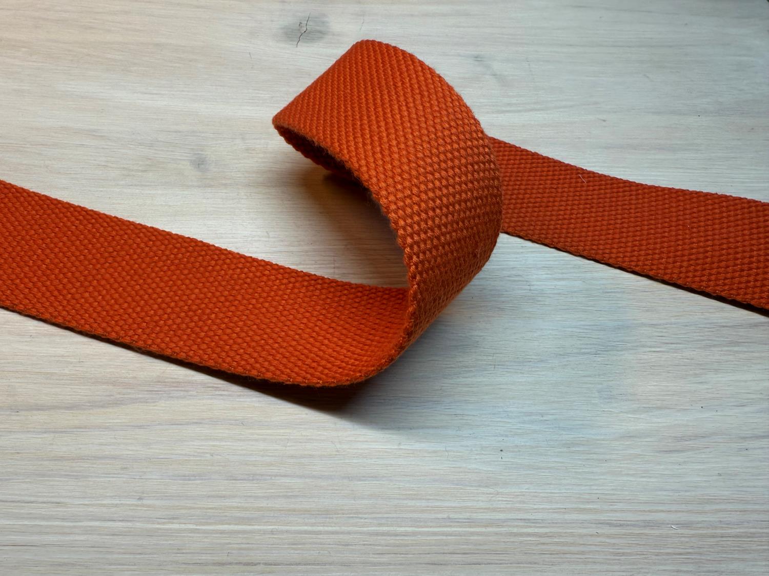 Kraftig bomullswebbing - Orange 38 mm
