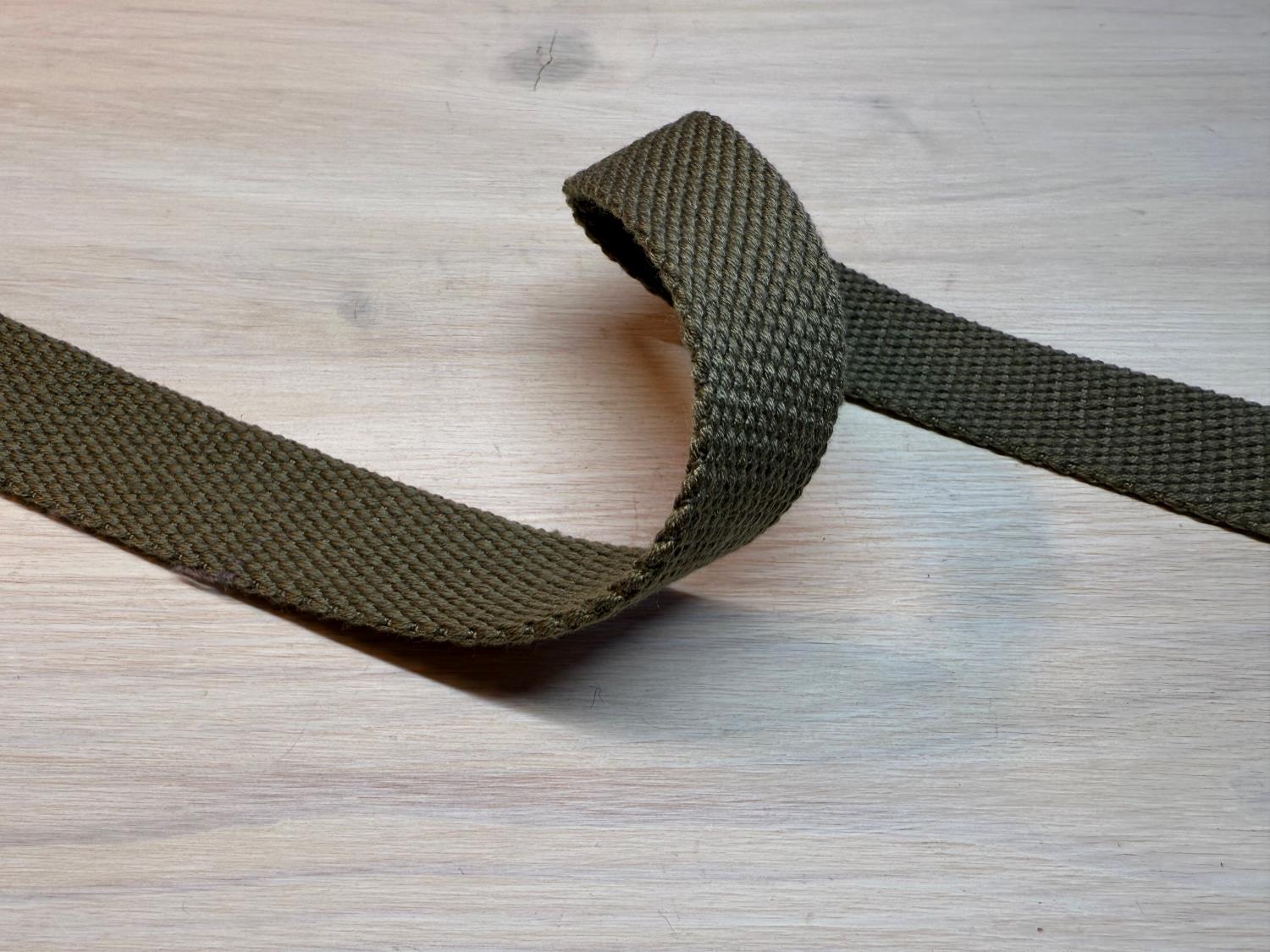 Kraftig bomullswebbing - Khaki 25 mm