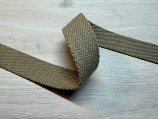 Kraftig bomullswebbing - Beige 25 mm