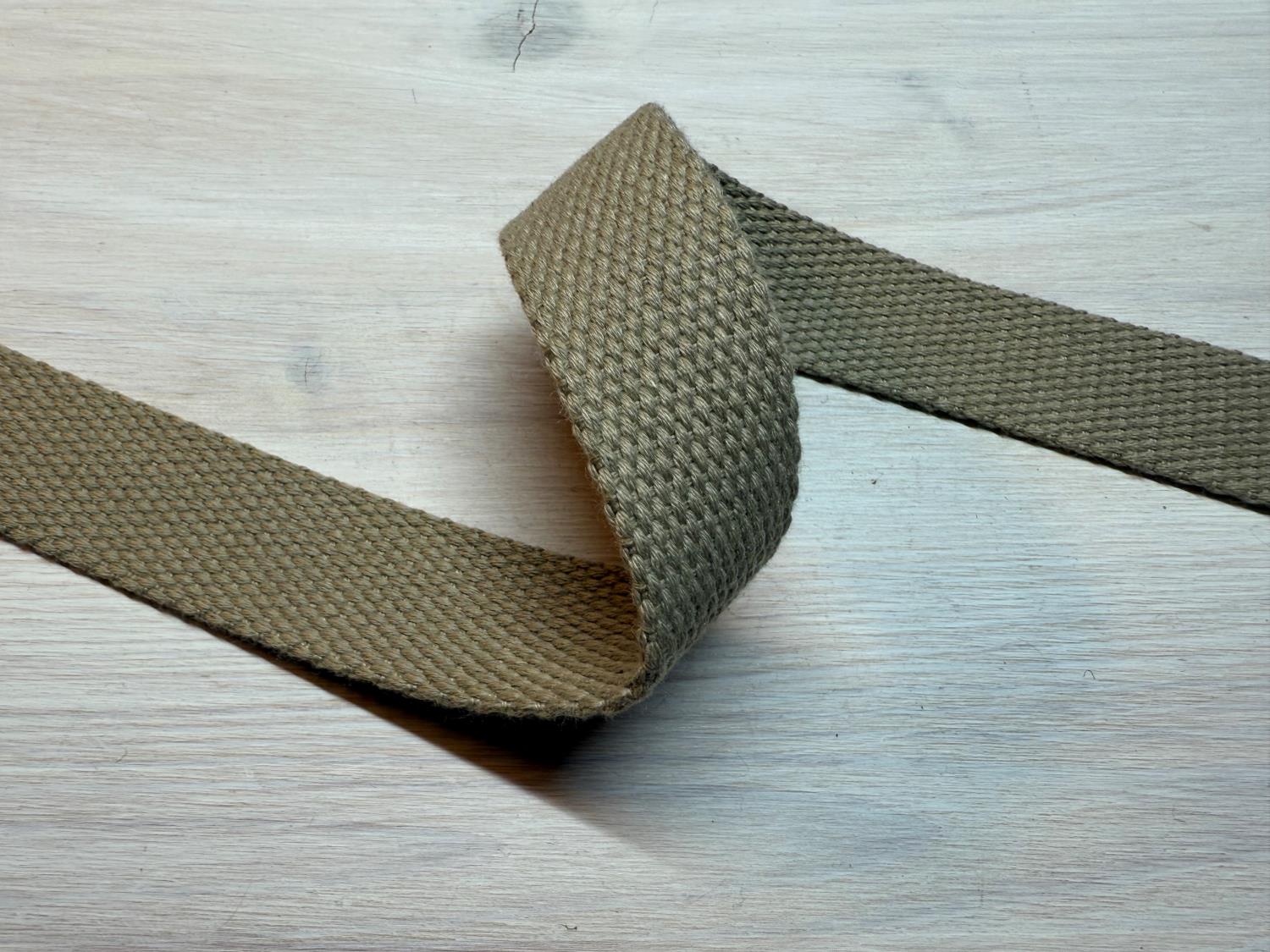 Kraftig bomullswebbing - Beige 25 mm