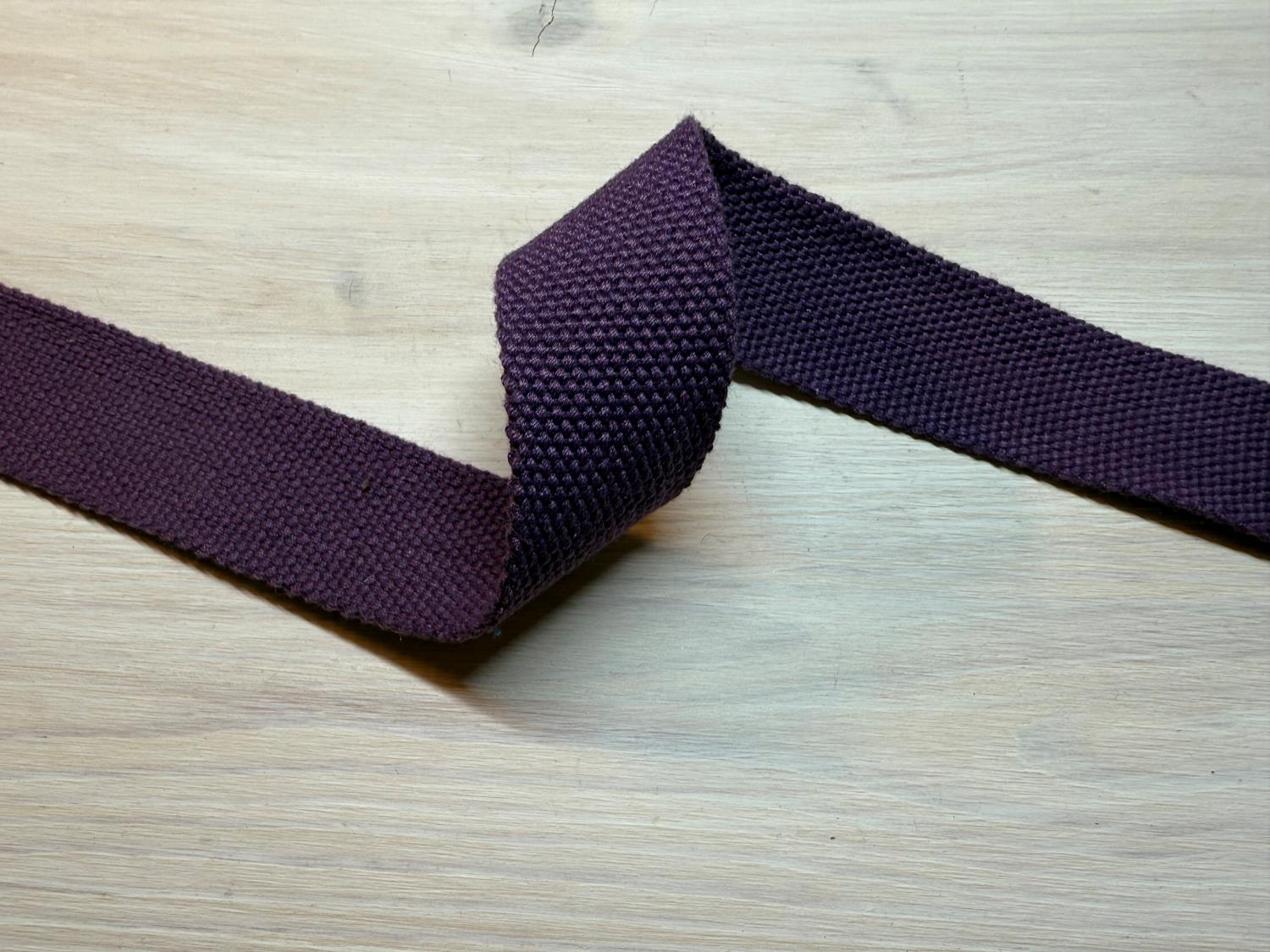 Kraftig bomullswebbing - Plum 30 mm