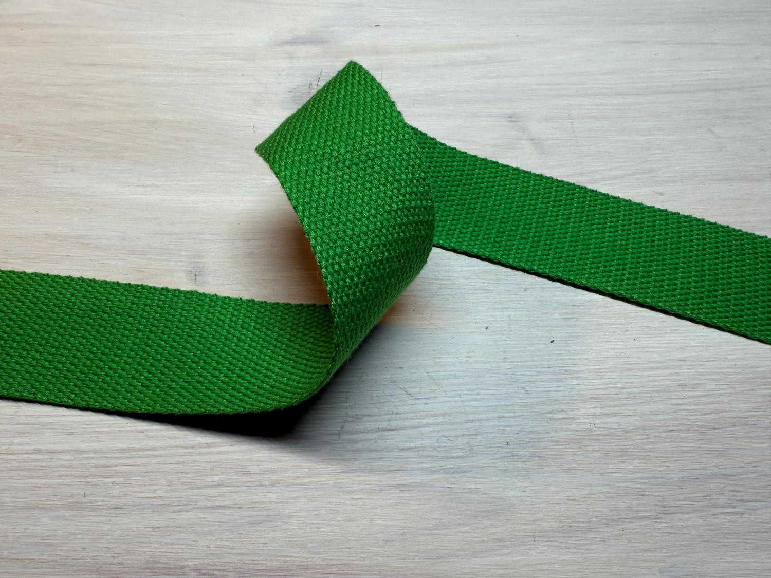 Bomullswebbing -  Signalgrønn 38 mm Myk variant