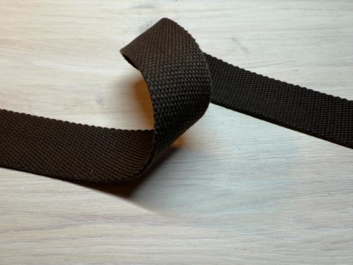 Kraftig bomullswebbing -  Mørk brun 38 mm