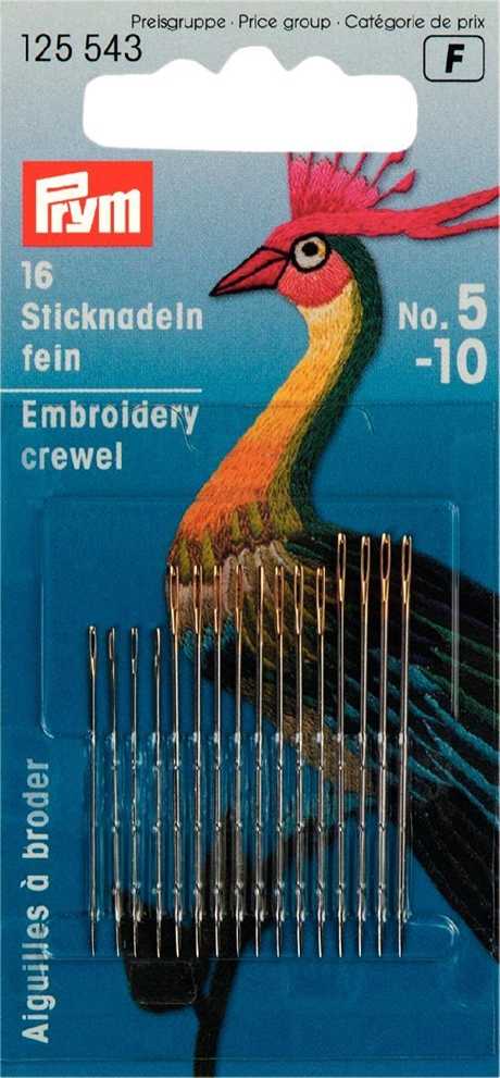 125543 - PRYM - Fine broderinålar gullfarget No.5-10 blandet 16 st