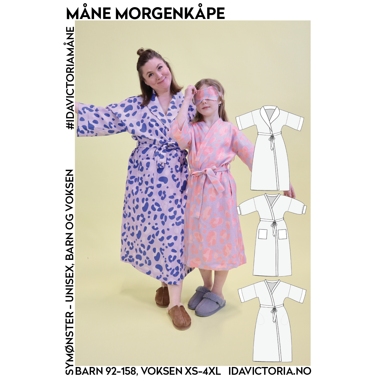 Måne Morgenkåpe (Barn 92-158 + voksen XS – 4XL), papir