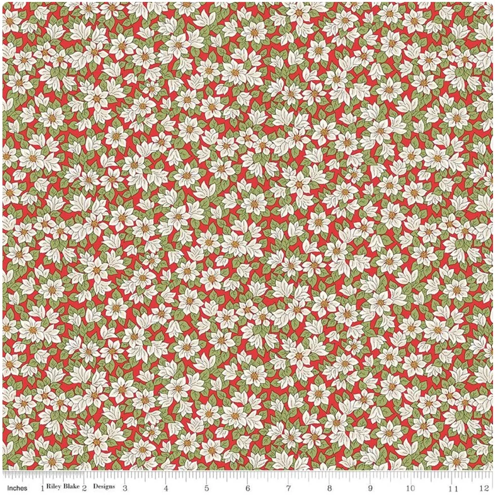 Liberty Fabrics - Festive Greetings - Peaceful Poinsettias (01667434/B)