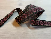 Ullbånd, rosa/sort 18mm