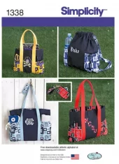 Simplicity 1338 Tote Bag, Drawstring Backpack, Change Purse, Key Ring UC Pattern