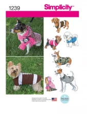 Simplicity 1239 Dog Coats Sewing Pattern Sizes S-M-L 5 Styles For Smaller Dogs UC Pattern