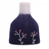 Vase Dark Blue/White with Embroidery incl, Glass