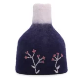 Vase Dark Blue/White with Embroidery incl, Glass