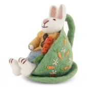 Small White Boy Bunny in a Cup w/Carrot